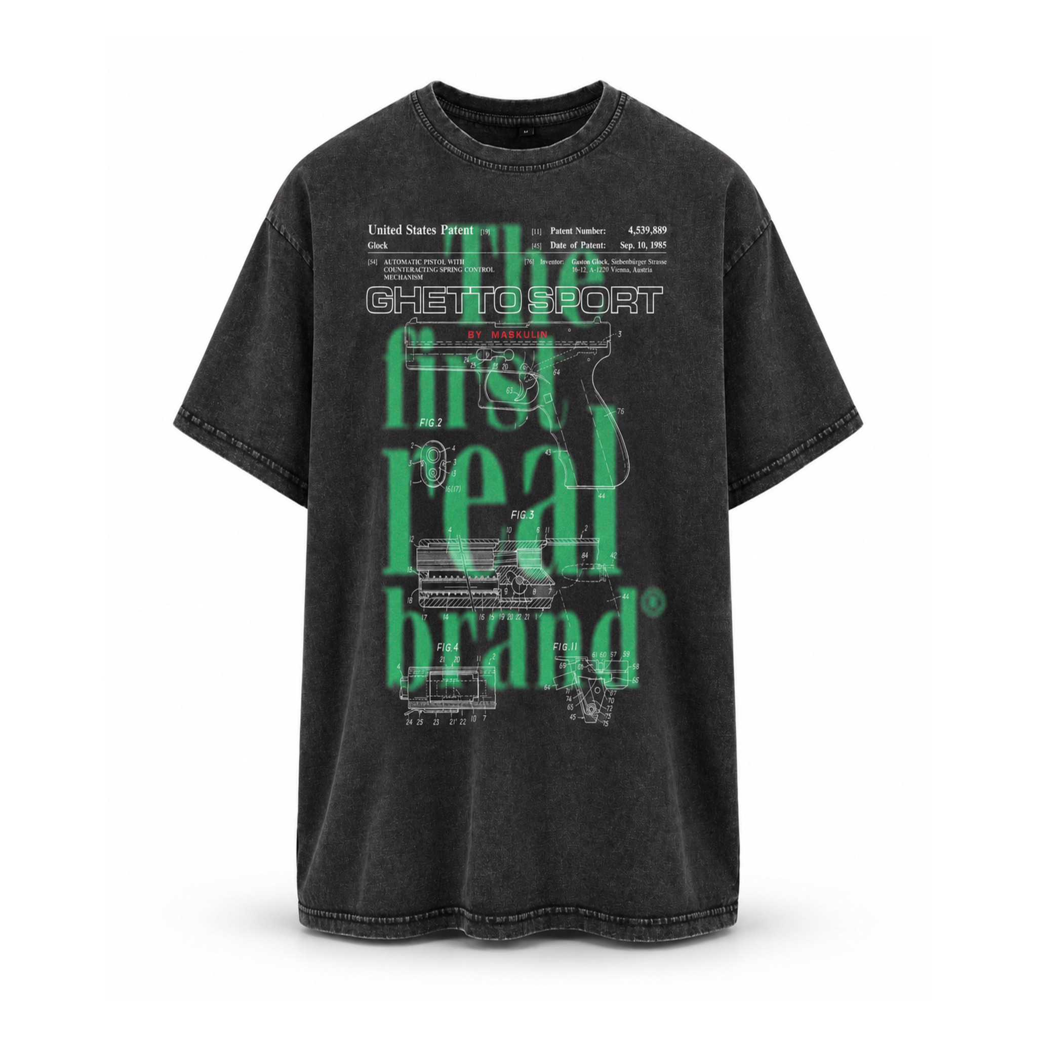 Maskulin - Glock - Acid Washed Oversized T-Shirt